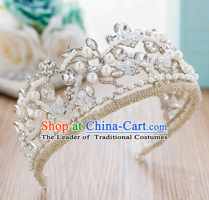 Handmade Classical Hair Accessories Baroque Crystal Royal Crown Headwear for Women