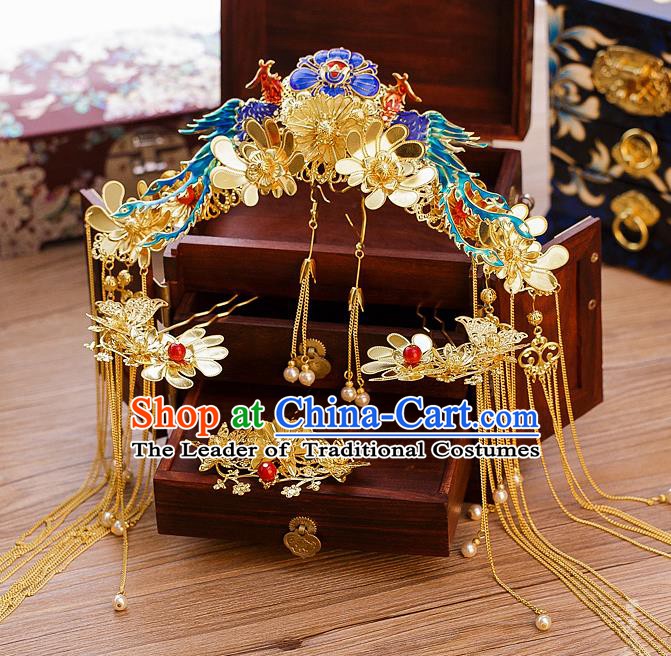 Chinese Hair Jewelry Accessories Xiuhe Suit Hairpins Headwear Headdress Hair Crown for Women