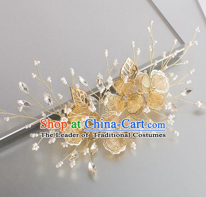 Handmade Classical Wedding Hair Accessories Bride Golden Hair Claw Headwear for Women