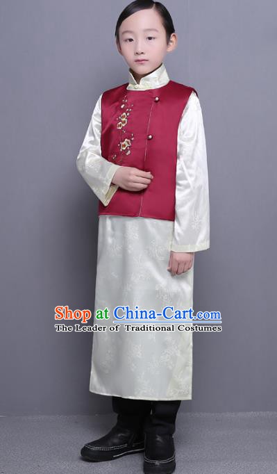 Traditional Republic of China Nobility Childe Embroidered Costume Chinese Long Robe for Men