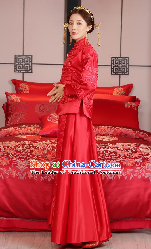 Traditional Chinese Wedding Costumes Traditional Xiuhe Suits Ancient Chinese bridal Full Dress