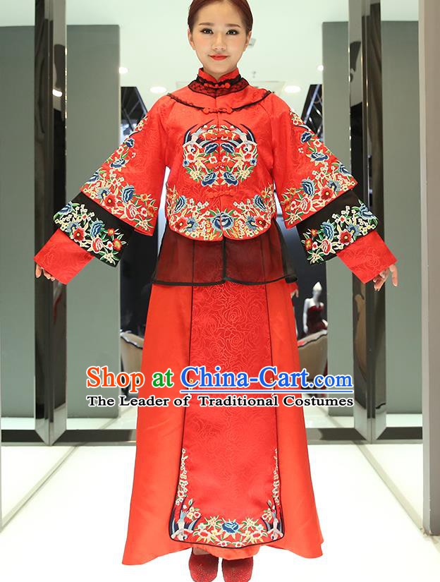 Traditional Chinese Wedding Costumes Traditional Xiuhe Suits Ancient Chinese bridal Full Dress