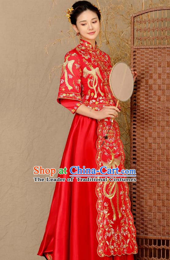 Traditional Chinese Wedding Costumes Traditional Xiuhe Suits Ancient Chinese bridal Full Dress