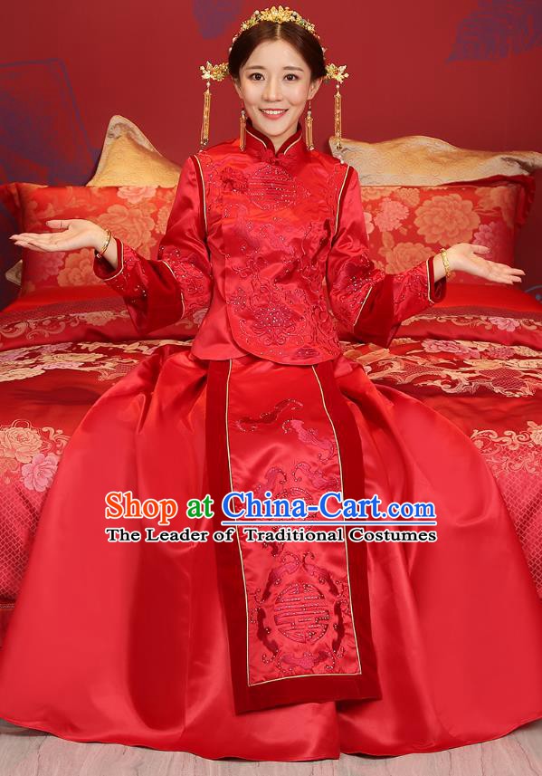 Traditional Chinese Wedding Costumes Traditional Xiuhe Suits Ancient Chinese bridal Full Dress