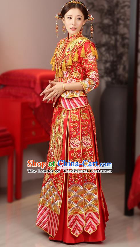 Traditional Chinese Wedding Costumes Traditional Xiuhe Suits Ancient Chinese bridal Full Dress