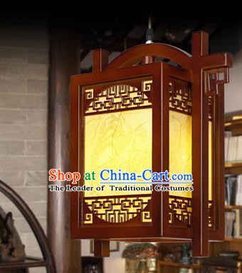 Chinese Classical Handmade Wood Carving Palace Lanterns Hanging Lantern Ancient Painted Ceiling Lamp