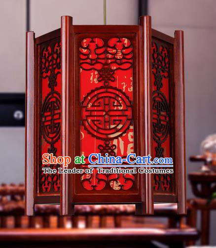 Traditional Chinese Red Palace Lanterns Handmade Wood Hanging Lantern Ancient Ceiling Lamp