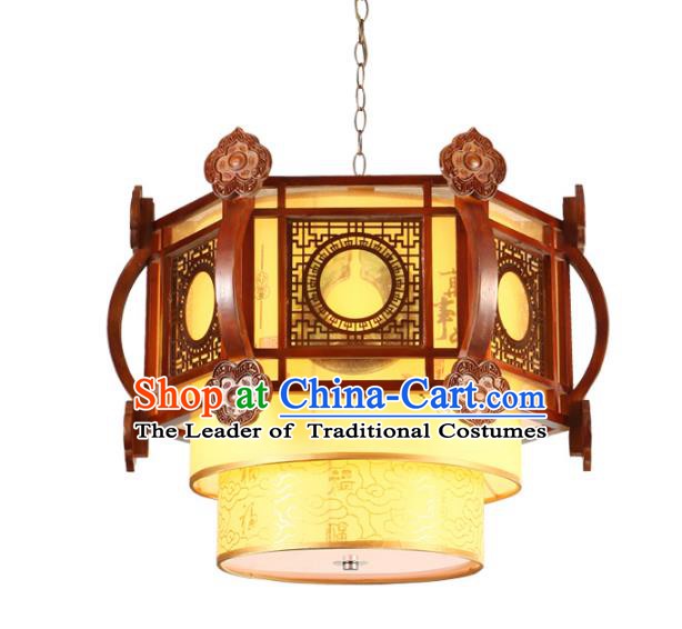 Traditional Chinese Parchment Hanging Palace Lanterns Handmade Wood Lantern Ancient Ceiling Lamp