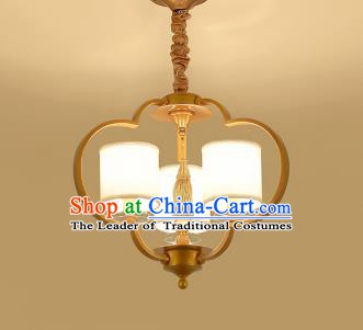 Traditional Chinese Gold-framed Ceiling Palace Lanterns Handmade Three-Lights Lantern Ancient Lamp