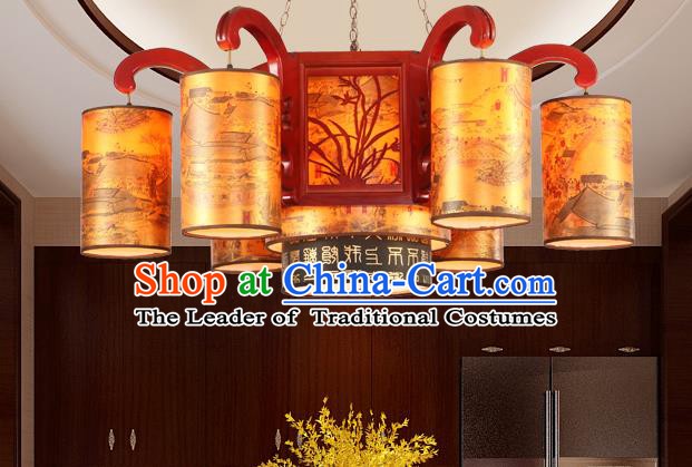 Traditional Chinese Palace Hanging Lanterns Handmade Orchid Lantern Ancient Ceiling Lamp