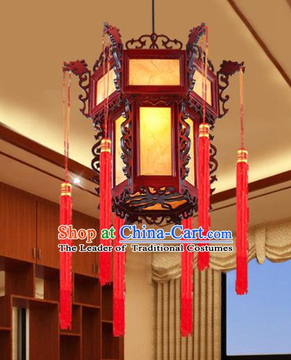 Traditional Chinese Wood Ceiling Palace Lanterns Handmade Hanging Lantern Ancient Lamp
