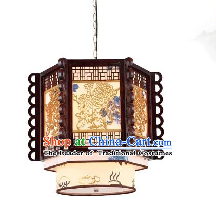 Traditional Chinese Wood Carving Chrysanthemum Ceiling Palace Lanterns Handmade Lantern Ancient Lamp