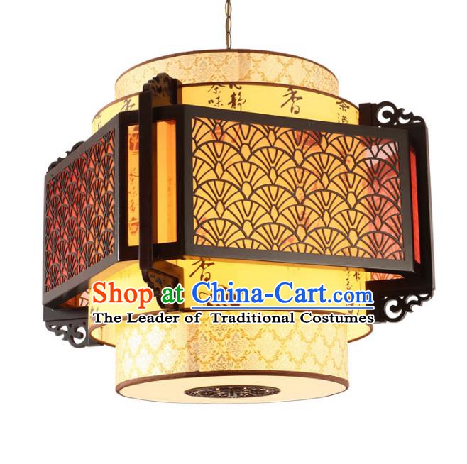 Traditional Chinese Ceiling Wood Palace Lanterns Handmade Carving Lantern Ancient Lamp