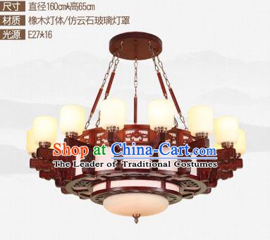 Traditional Chinese Sixteen-lights Ceiling Palace Lanterns Handmade Wood Carving Lantern Ancient Lamp