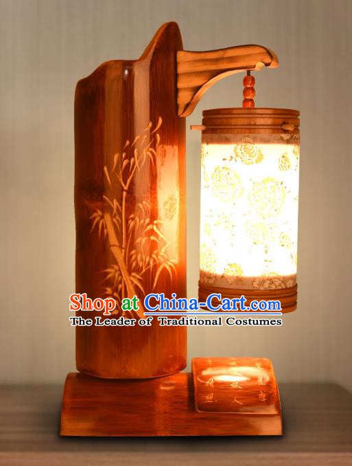 Traditional China Carving Bamboo Lanterns Handmade Lantern Ancient Desk Lamp