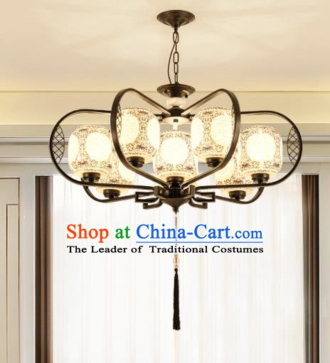 Traditional Chinese Hanging Ceiling Lanterns Ancient Handmade Eight-Lights Lantern Ancient Lamp