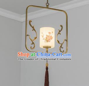 Traditional Chinese Iron Ceiling Lanterns Ancient Handmade Painting Rose Hanging Lantern Ancient Lamp