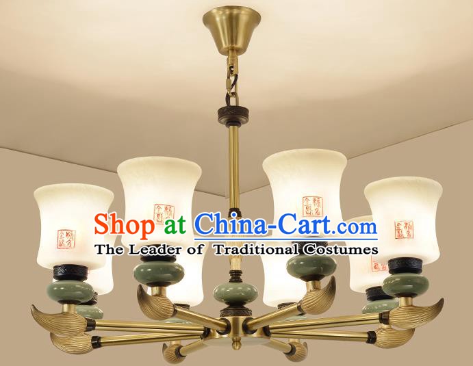 Traditional Handmade Chinese Porcelain Palace Lanterns Ancient Eight-Lights Ceiling Lantern Ancient Lamp