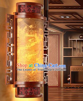 China Handmade Parchment Wall Lantern Painting Wood Lanterns Traditional Lamp