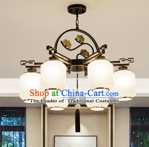 Traditional Handmade Chinese Iron Carving Hanging Lanterns Ancient Six-Lights Ceiling Lantern Ancient Lamp