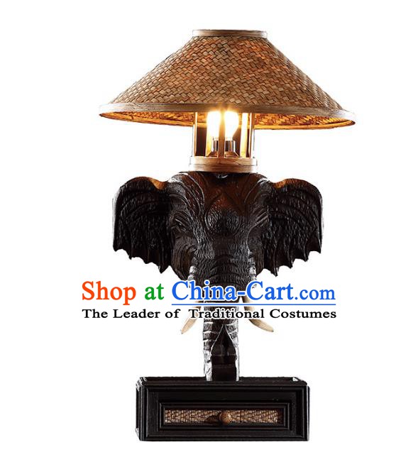 Handmade Thailand Elephant Desk Lantern Asian Lanterns Religion Carving Lantern Traditional Lamp