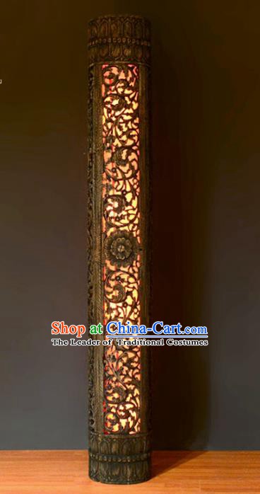 Thailand Handmade Lantern Asian Wood Carving Lanterns Teakwood Floor Lantern Traditional Lamp