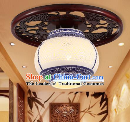 Traditional Chinese Handmade Ceramics Lantern Asian Wood Ceiling Lanterns Ancient Lantern