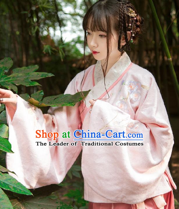 Chinese Ancient Ming Dynasty Princess Hanfu Costume Embroidered Blouse and Skirt for Women