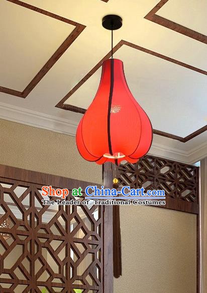 Traditional Chinese Red Fabrics Palace Lantern Handmade Hanging Lanterns Ancient Lamp