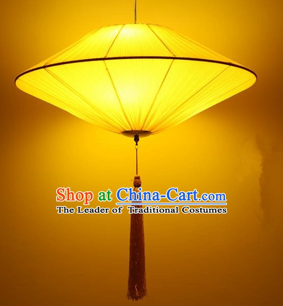 Traditional Chinese Yellow Palace Lantern Handmade Hanging Lanterns Ancient Lamp