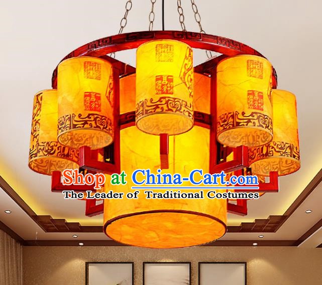 Traditional Chinese Palace Lantern Handmade Wood Ceiling Lanterns Ancient Lamp