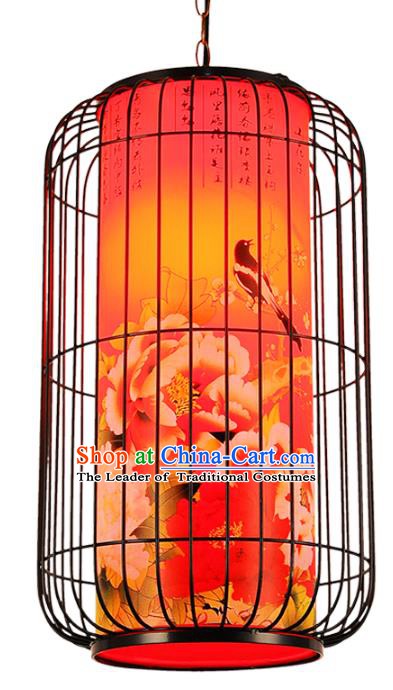 Top Grade Handmade Painting Peony Palace Lanterns Traditional Chinese Red Lantern Ancient Ceiling Lanterns
