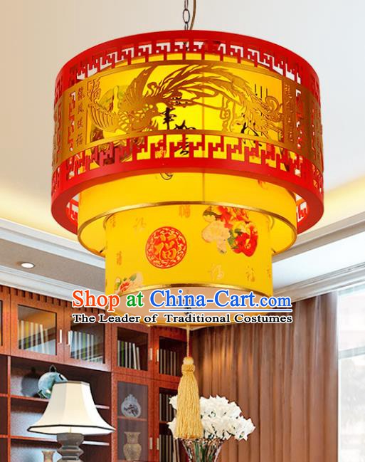 Top Grade Handmade Carving Phoenix Lanterns Traditional Chinese Palace Lantern Ancient Ceiling Lanterns