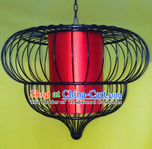 Top Grade Handmade Red Palace Lanterns Traditional Chinese Iron Lantern Ancient Ceiling Lanterns