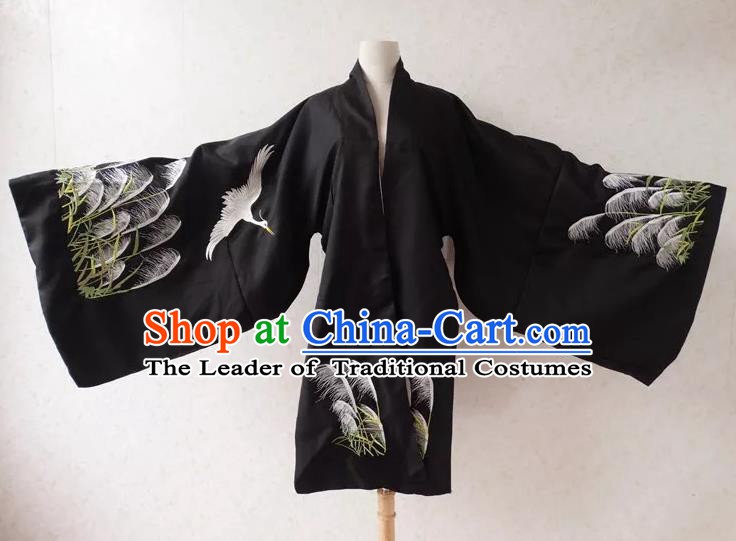 Ancient Chinese Ming Dynasty Palace Lady Costume Embroidered Black Cloak for Women