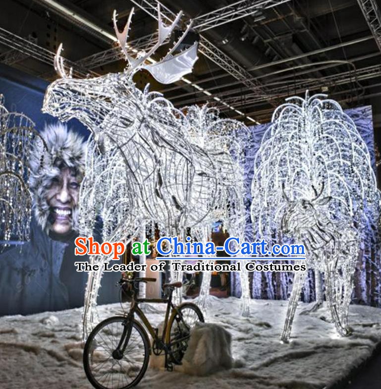 Traditional Christmas Elk Light Show Decorations Lamps Stage Display Lamplight LED Lanterns