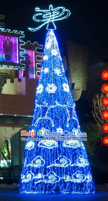 Handmade Blue Christmas Tree Lamplight Decorations LED Lamp Lanterns Bulb Lights