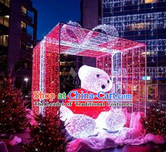 Traditional Christmas LED Light Show Bear Decorations Lamps Stage Display Lamplight Lanterns