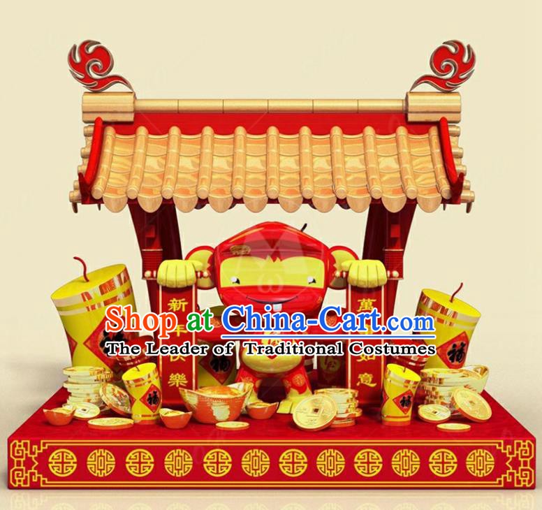 Handmade China Spring Festival Lamp Monkey Year Lamplight Decorations Stage Display Lanterns