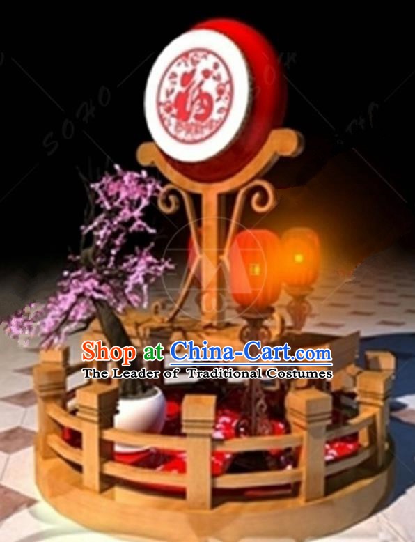 Handmade China Spring Festival Lamp Drum Lamplight Decorations Stage Display Lanterns