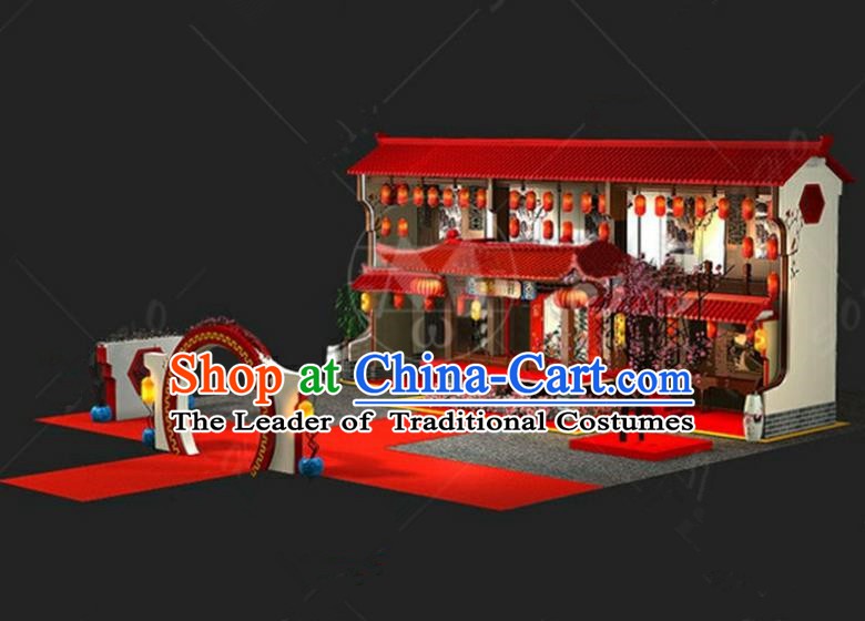 China Traditional Courtyard New Year Lamp Lamplight Decorations Red Stage Display Lanterns