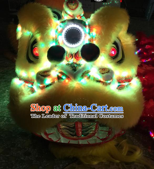 Top Grade Chinese Traditional LED Light Green Lion Head Professional Lion Dance Costumes Complete Set