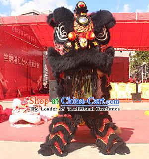 Top Grade Chinese Traditional Black Wool Lion Head Professional Lion Dance Costumes Complete Set