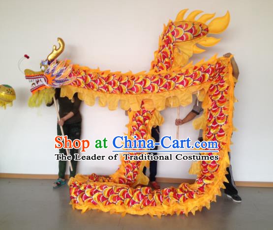 Chinese Traditional Yellow Dragon Dance Costumes Professional Lantern Festival Celebration Dragon Parade Complete Set