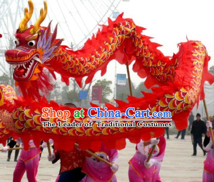 Chinese Traditional Red Dragon Dance Costumes Professional Lantern Festival Celebration Dragon Parade Complete Set