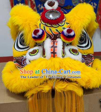 Chinese Traditional Parade Yellow Wool Lion Head Professional Celebration Lion Dance Costumes Complete Set