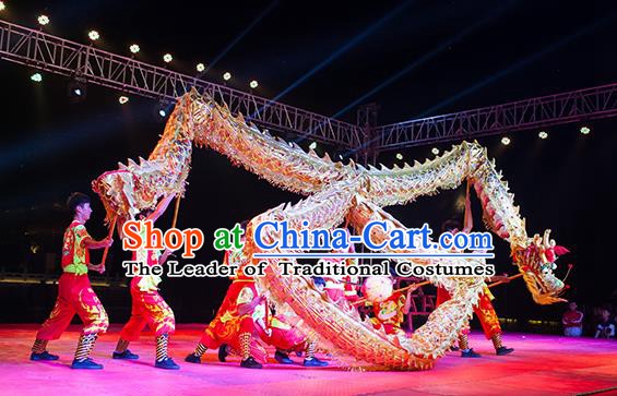 Chinese Professional Parade LED Lights White Dragon Dance Costumes Lantern Festival Celebration Dragon Props Complete Set
