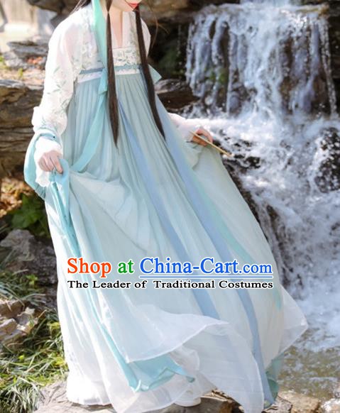 Traditional Chinese Tang Dynasty Ancient Princess Embroidered Hanfu Costume for Women
