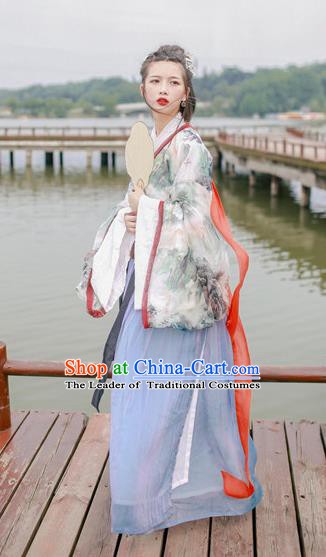 Traditional Chinese Ancient Costume Jin Dynasty Princess Hanfu Dress Clothing for Women