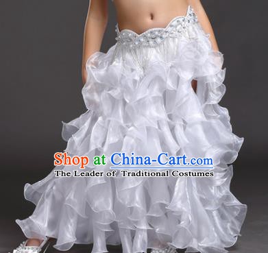 Traditional Indian Belly Dance White Skirts Asian India Oriental Dance Costume for Women